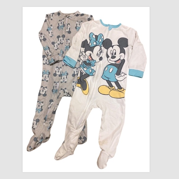 Mickey sleeper Minnie Mouse Disney Baby 2 Pack Unisex Full Zipper 9 Months - Picture 1 of 5